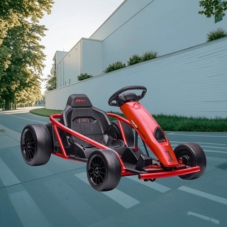24V Kids Drifting Go Kart, 8.1 MPH with All-Terrain Wheels, Slow Start Technology, Music, Horn, Safety Belt for 8-12 Years Old