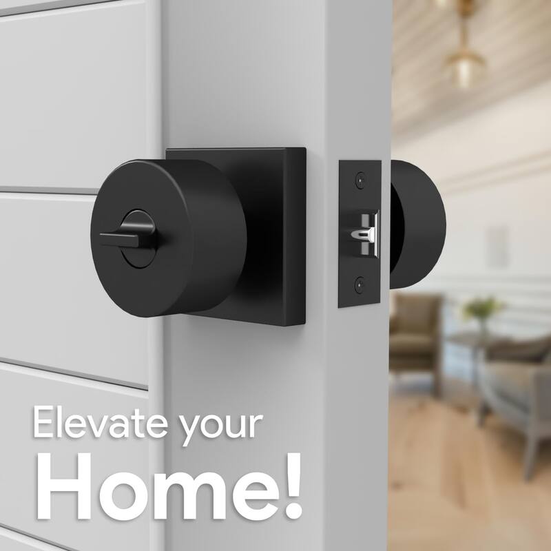 Mega Handles SUANA Square Entrance Round Knob I Knob Door Lock Handle I Fits All Standard Door Sizes I Reversible Handing
