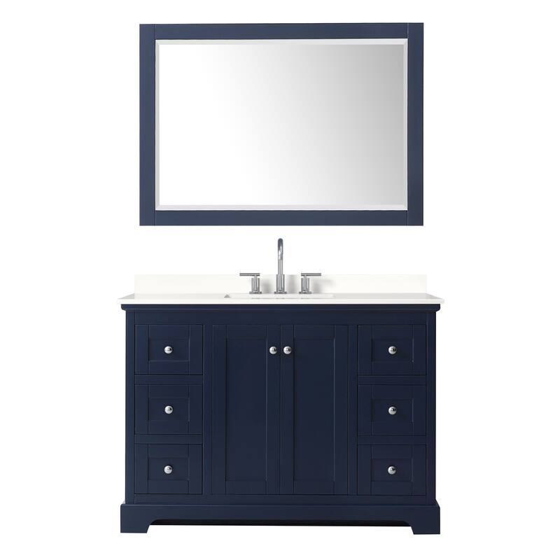 Avery 48-inch Single Vanity, Quartz Top, 46-inch Mirror