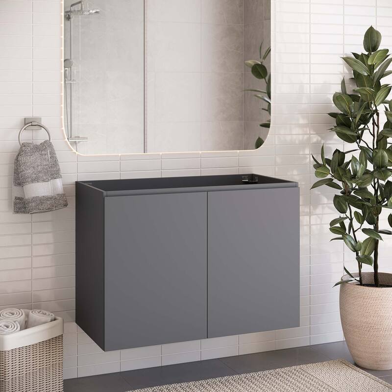 Bryn 36" Wall-Mount Bathroom Vanity (Sink Basin Not Included) - Gray