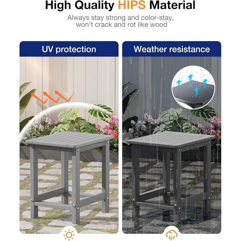 WINSOON HIPS All Weather Table Adirondack Square Side Table