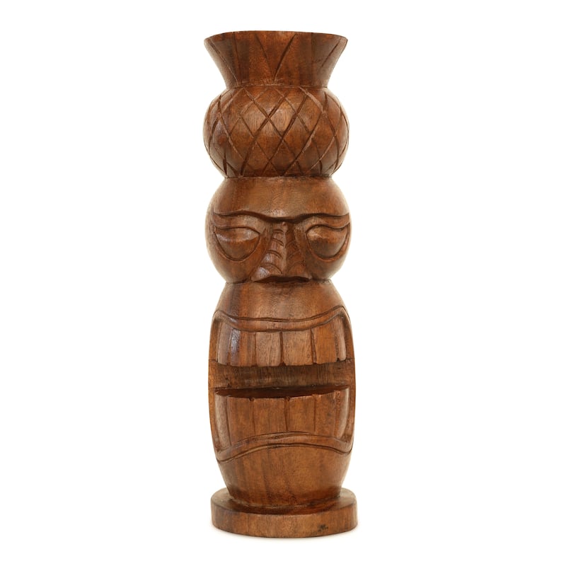 Handmade Wooden Primitive Pineapple Head Tribal Statue Sculpture Tiki Bar Totem Handcrafted Gift Home Decor Accent Figurine