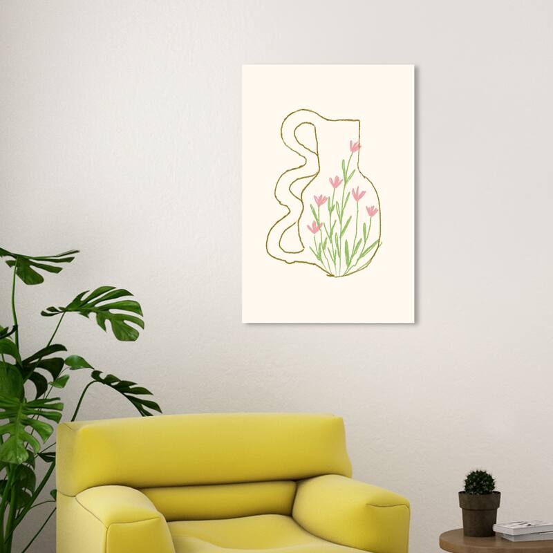 Wynwood Studio Canvas Floral and Botanical Glass Pitcher Redesign Green and Modern & Contemporary Wall Art Canvas Print - 30 x 20