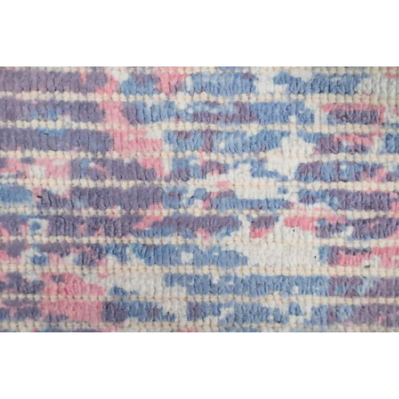 Hand Knotted Oriental Viscose Silk Carpet Modern All-Over Multi-Colored Abstract Area Rug - 4' 0'' X 2' 0''