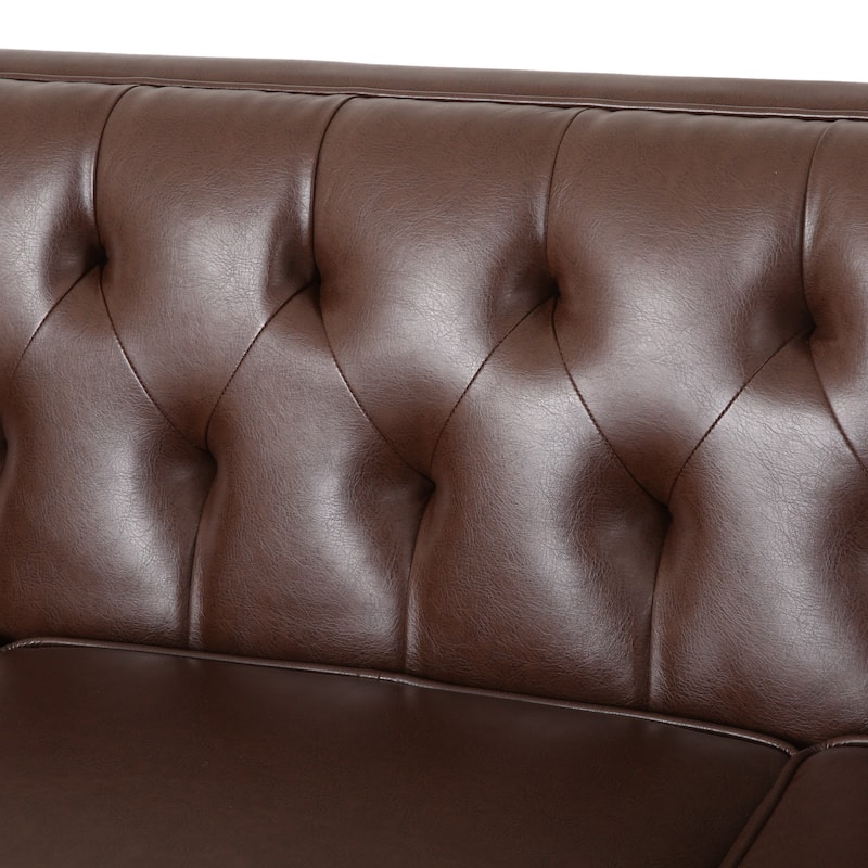 81" Faux Leather 3-Seat Couch Sofa, Wood Frame Loveseat with Armrests, Small Space Couches for Living Room, Office