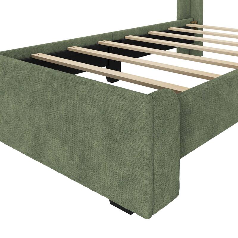 Max and Lily Twin-Size Upholstered Bed with Rectangular Headboard