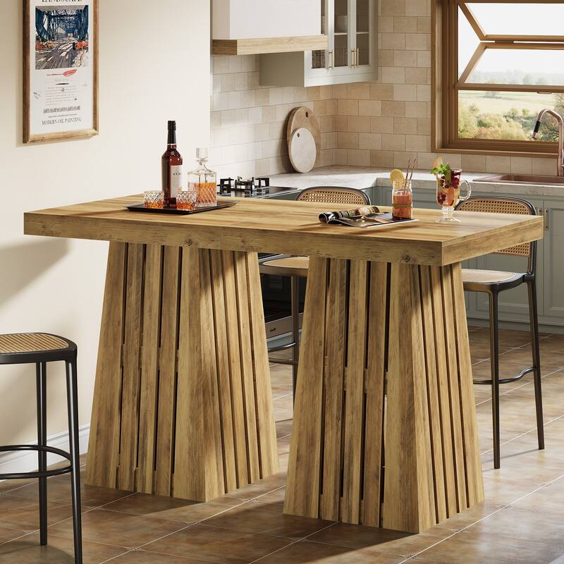 37.8 Inches Square Bar Table, Bar Height Pub Table for Kitchen, Living Room - 31.5" L x 31.5" W x 37.8" H