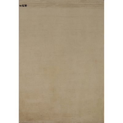 Beige Gold Modern Gabbeh Oriental Area Rug Hand-Knotted Wool Carpet - 4'1" x 5'9"