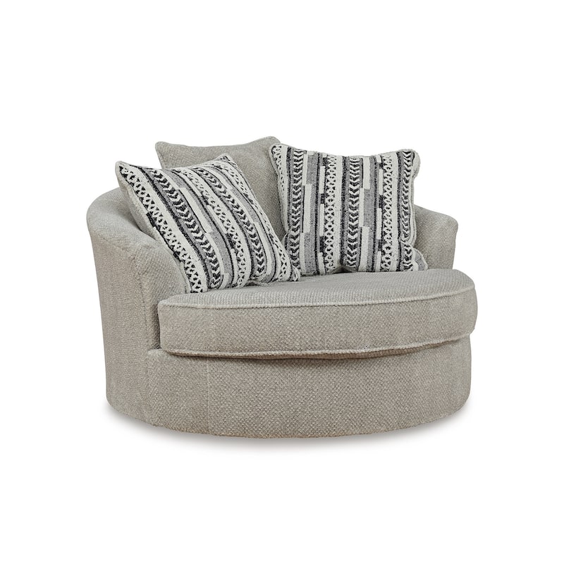 Signature Design by Ashley Calnita Brown/Gray Oversized Swivel Accent Chair - 56"W x 55"D x 36"H