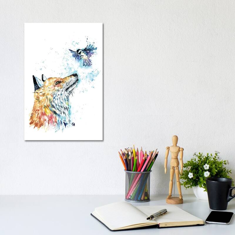 iCanvas "Fox and Chickadee" by Lisa Whitehouse Canvas Print - 12x8x0.75