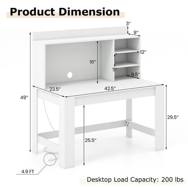 Gymax Home Office Computer Desk Study Table Writing Workstation Hutch ...
