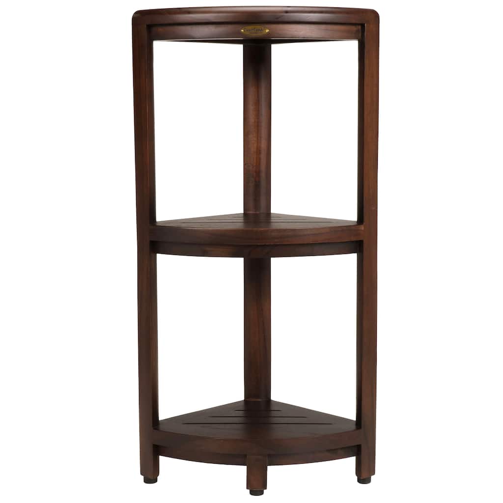 DecoTeak SnazzyCorner Woodland Brown 33" 3-Tier Corner Shelf