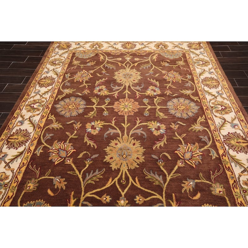 8x10 Hand Tufted Hand Made 100% Wool Kashan Traditional Oriental Area Rug Brown, Ivory Color - 7' 9'' x 9' 9''