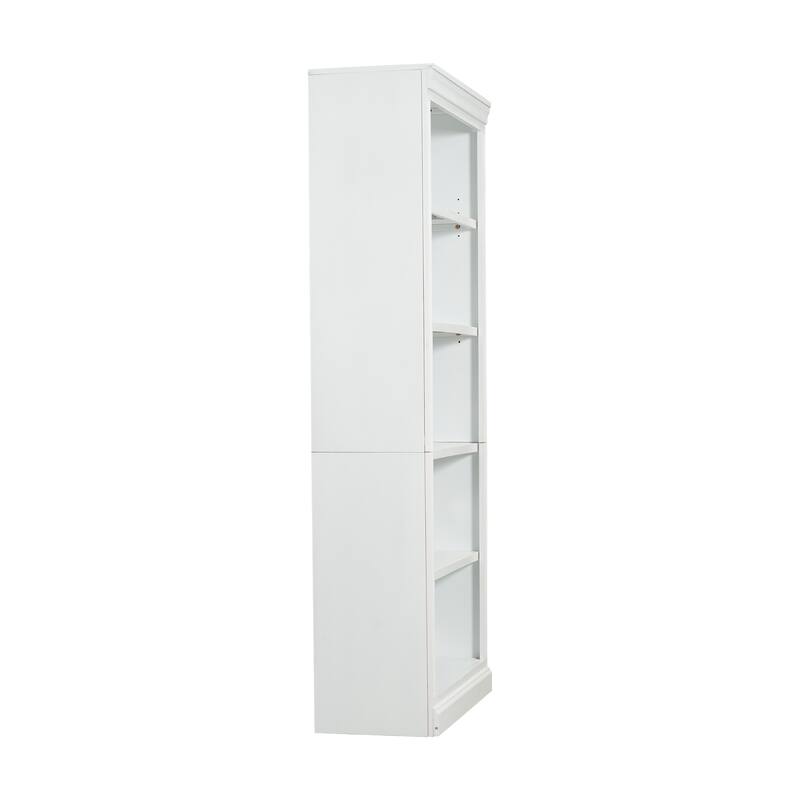 83" Tall 5-Tier Wood Bookcase Classic Solid Color Bookshelf with Adjustable Shelves, LED Light Bar, Open Display Storage Cabinet
