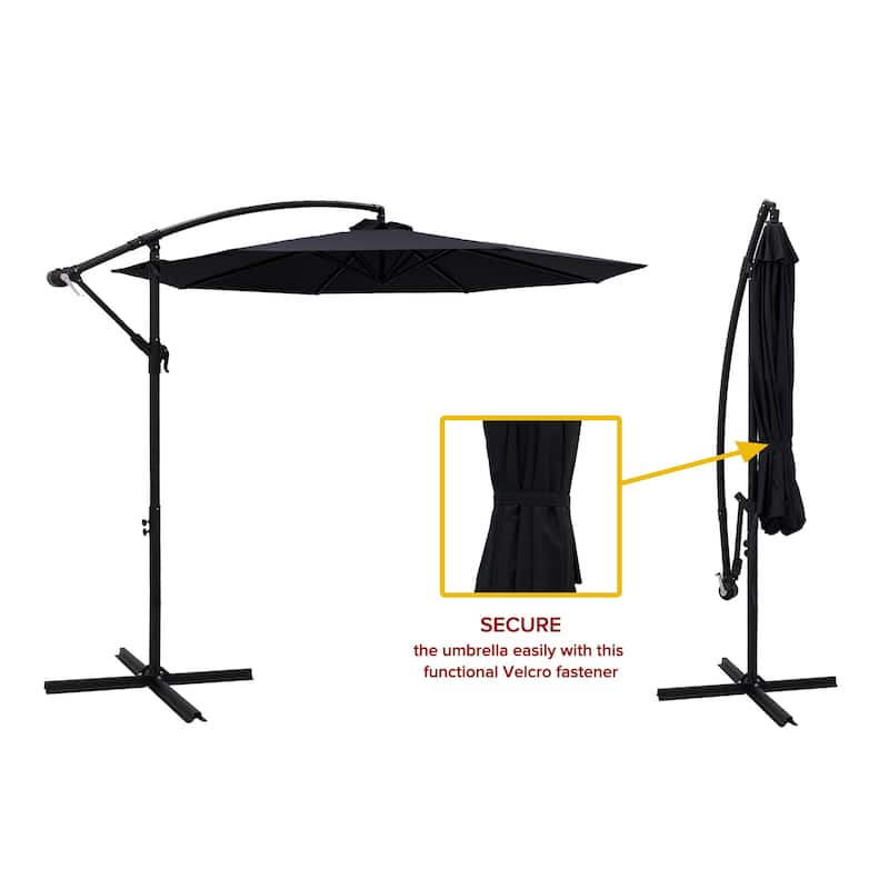 FLAME&SHADE 10' Cantilever Offset Patio Umbrella with Cross Base Stand Bed Bath & Beyond