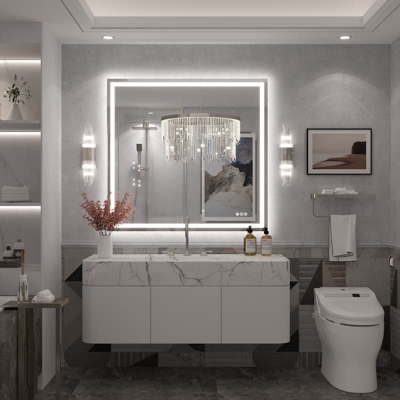 Large LED Bathroom Mirror with UL Listed, Front and Backlit, Anti-Fog