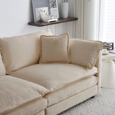 Chenille Upholstered Single Sofa Chair, Comfy Deep Single Seat Sofa, Reading Armchair with 1 Toss Pillow for Apartment, Bedroom