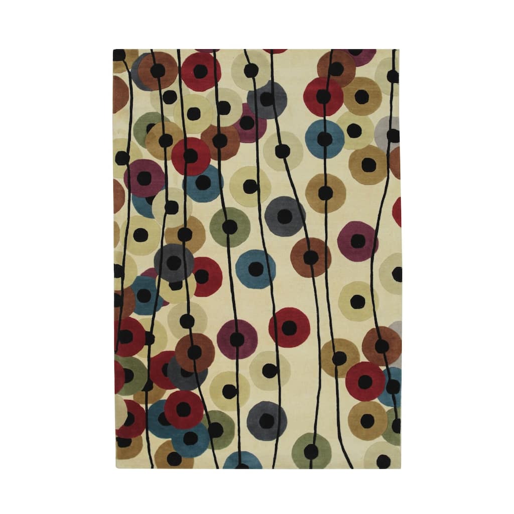 Multi Hand-Tufted Wool Rug, 6' x 9', Soft Cozy Floor Accent - L