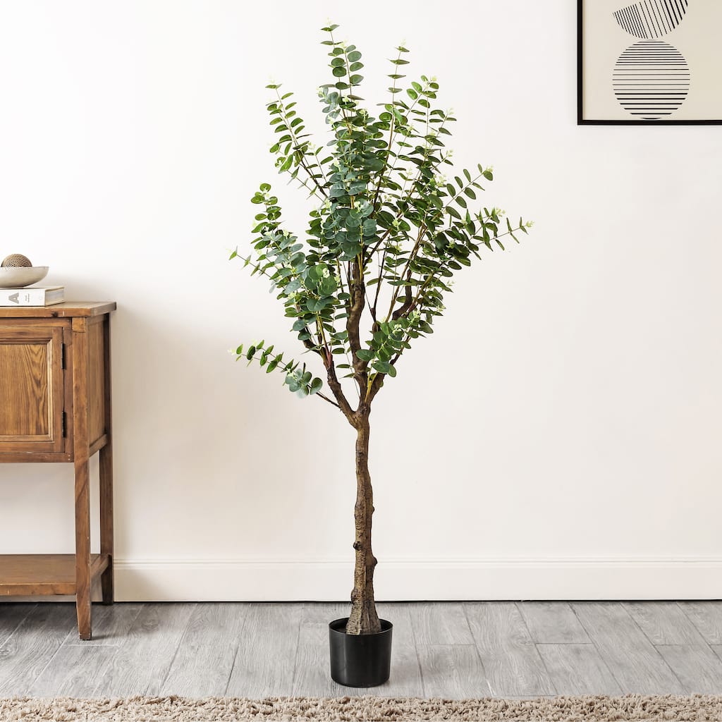 SAFAVIEH Danette Faux Eucalyptus 60-inch Potted Tree - 27" W x 27" D x 60" H - 27Wx27Dx60H