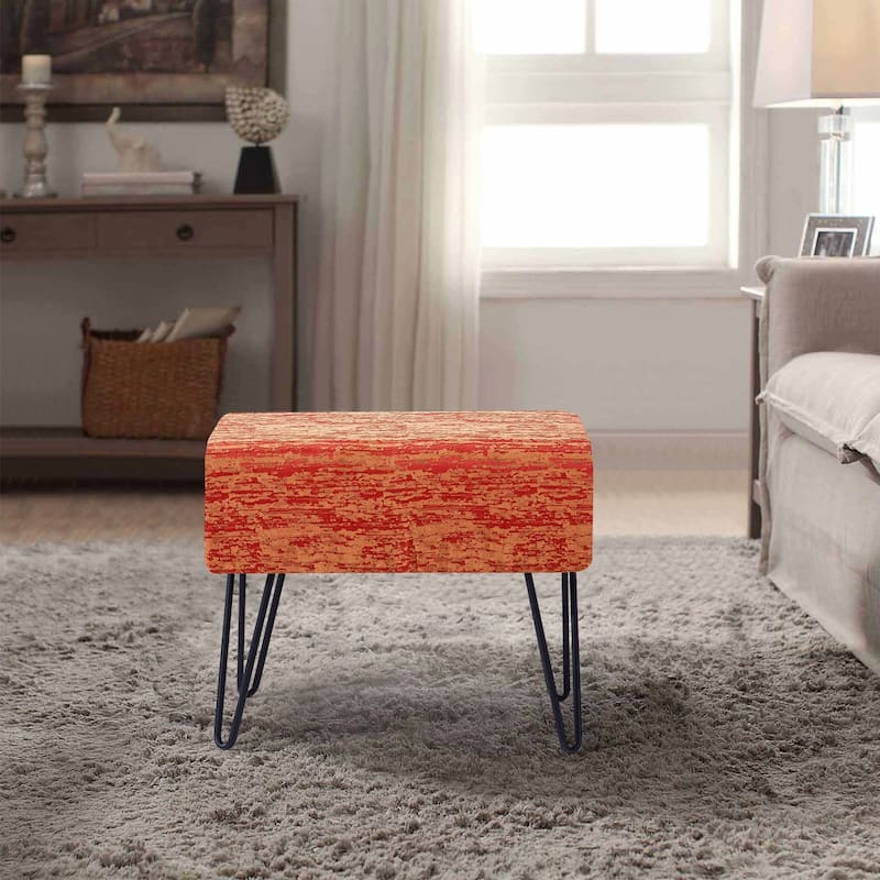 Serenta Jacquard Retro Ottoman - 19" x 13" x 17"H - Benin - Burnt Ochre