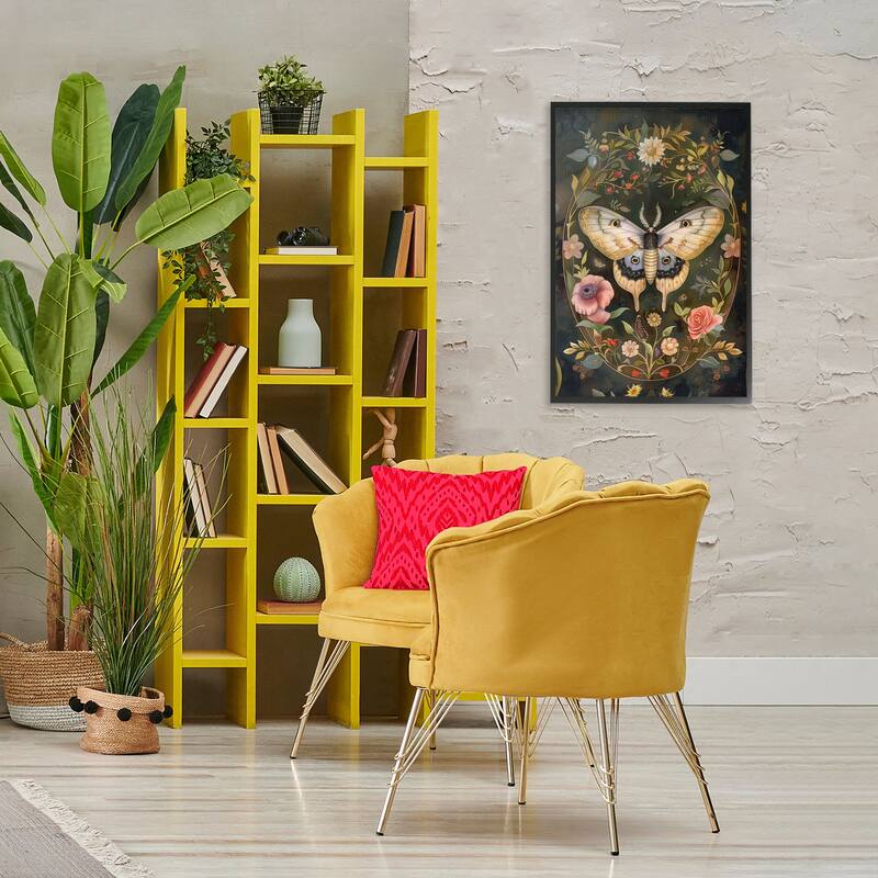 Stupell Victorian Botanicals & Moth Framed Giclee Art Design By The Dutch Lady