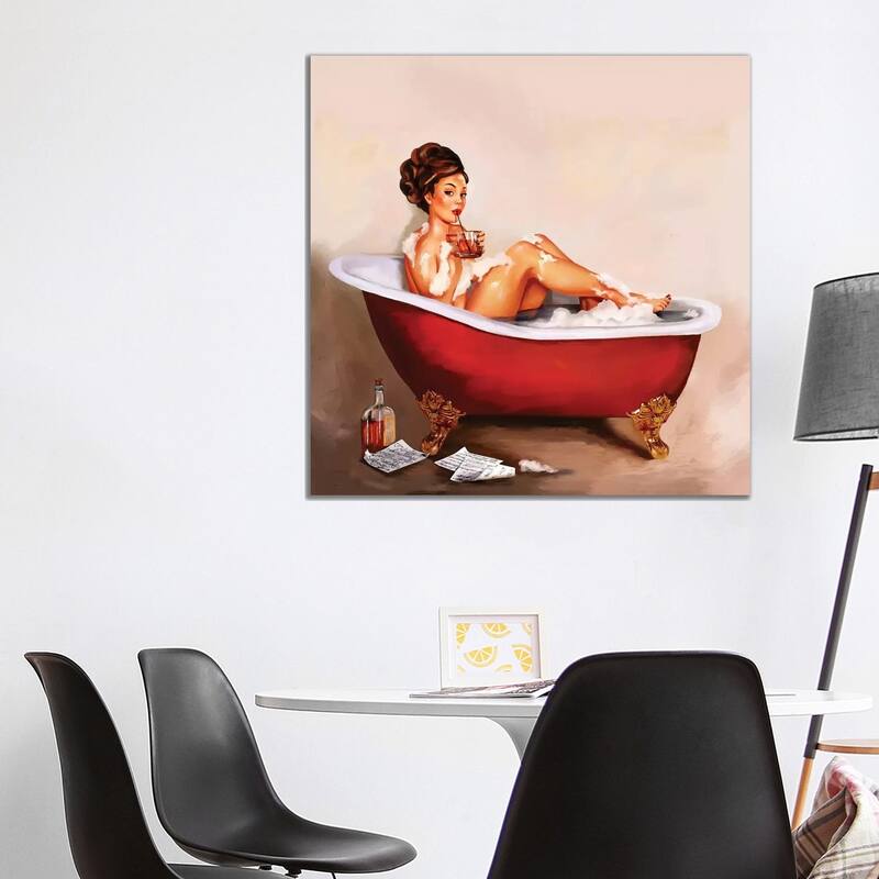 iCanvas "Whiskey Neat Bath Pinup" by The Whiskey Ginger Canvas Print - 37x37x1.5