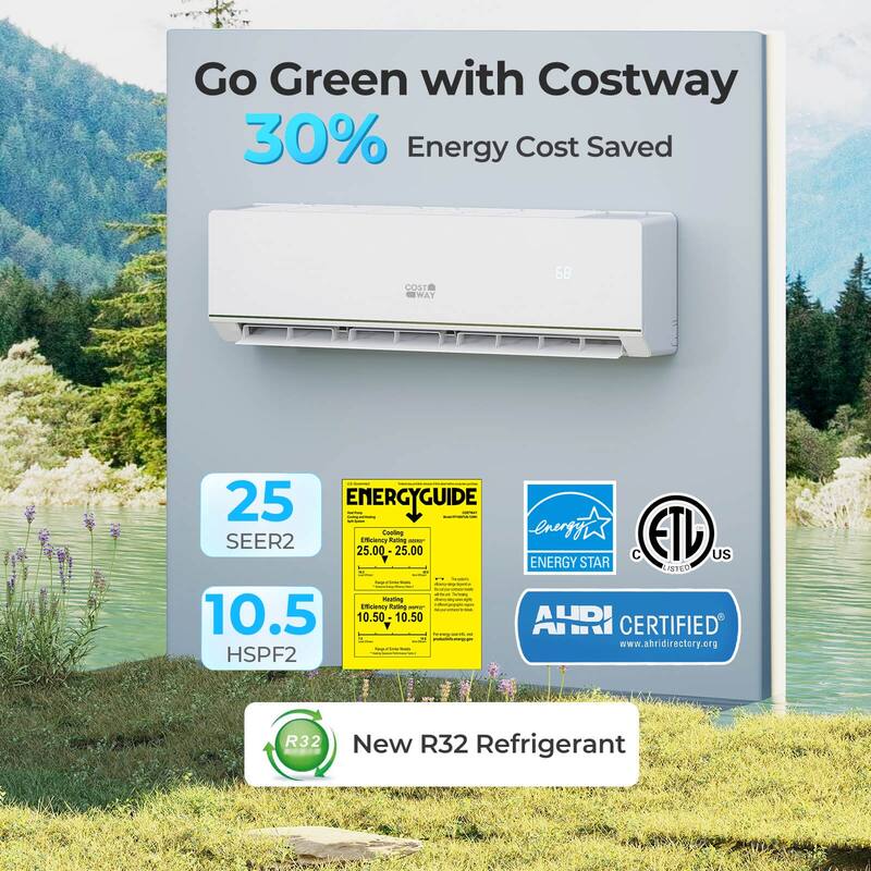 Costway 24000 BTU Mini Split Air Conditioner Heater with 2 Ton Heat - See Details
