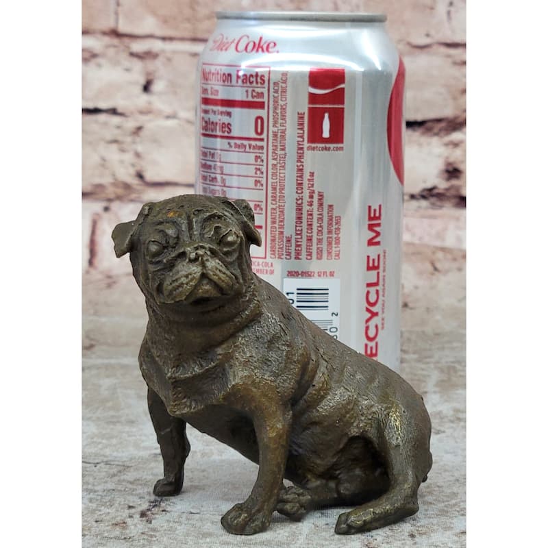 Pug Dog Bronze Miniature Statue Sculpture Figure Original Art 4 Inches X 4 Inches