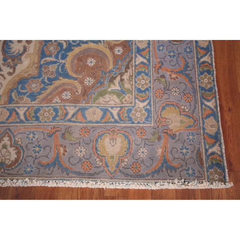 Blue Tabriz Persian Vintage Area Rug Handmade Living Room Wool Carpet - 8'0"x 11'7"