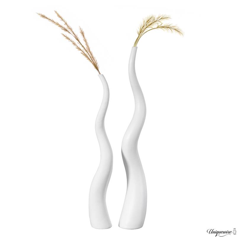 Tall Ceramic White Animal Horn Floor Vase Elegant for Entryway Dining Living Room Decor Statement Piece with Distinctive Antler