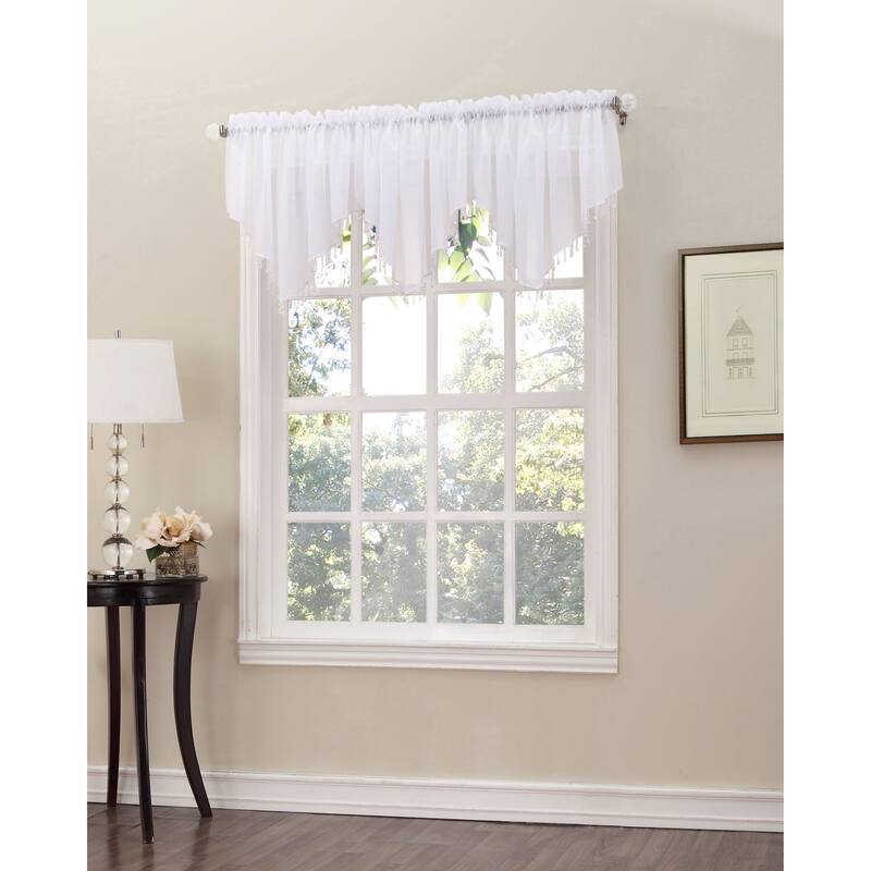 No. 918 Erica Sheer Crush Voile Single Ascot Curtain Valance - 51x24 - White
