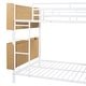 preview thumbnail 16 of 14, Full Over Full Size Metal Convertible Bunk Bed Frame w/ Unique Storage Headboard & Shelves, White Detachable Iron Bed for Teens