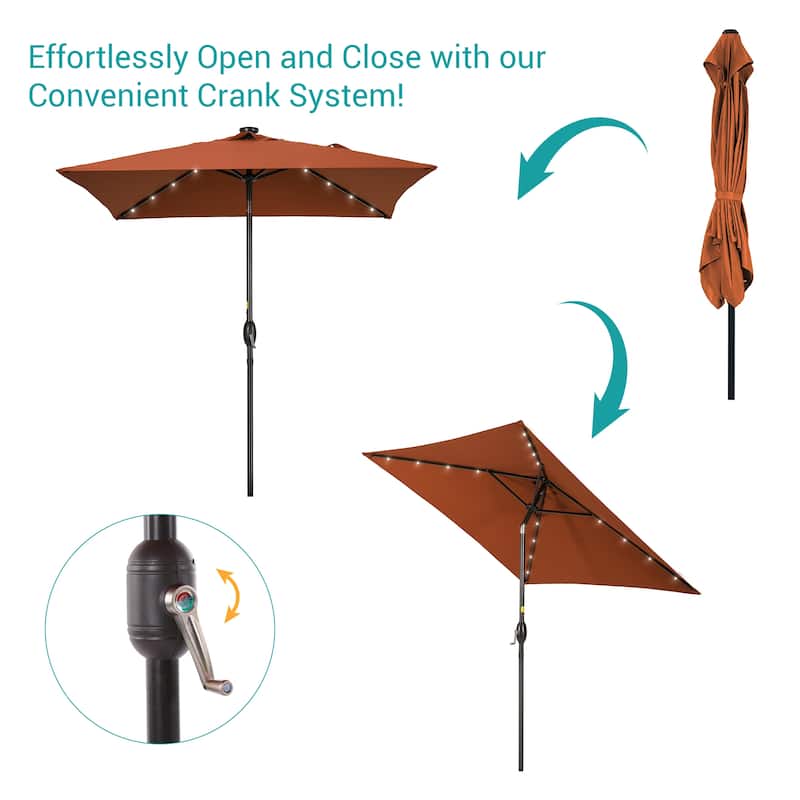 BONOSUKI 6.5x6.5Ft LED Patio Market Umbrella Weather-Resistant Frame