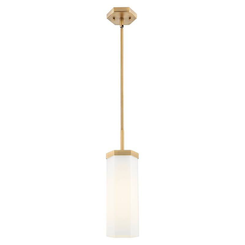Innovations Lighting Downtown Urban - Blakeley - 1 Light 5" Stem Hung Pendant - Brushed Brass/Matte White Shade