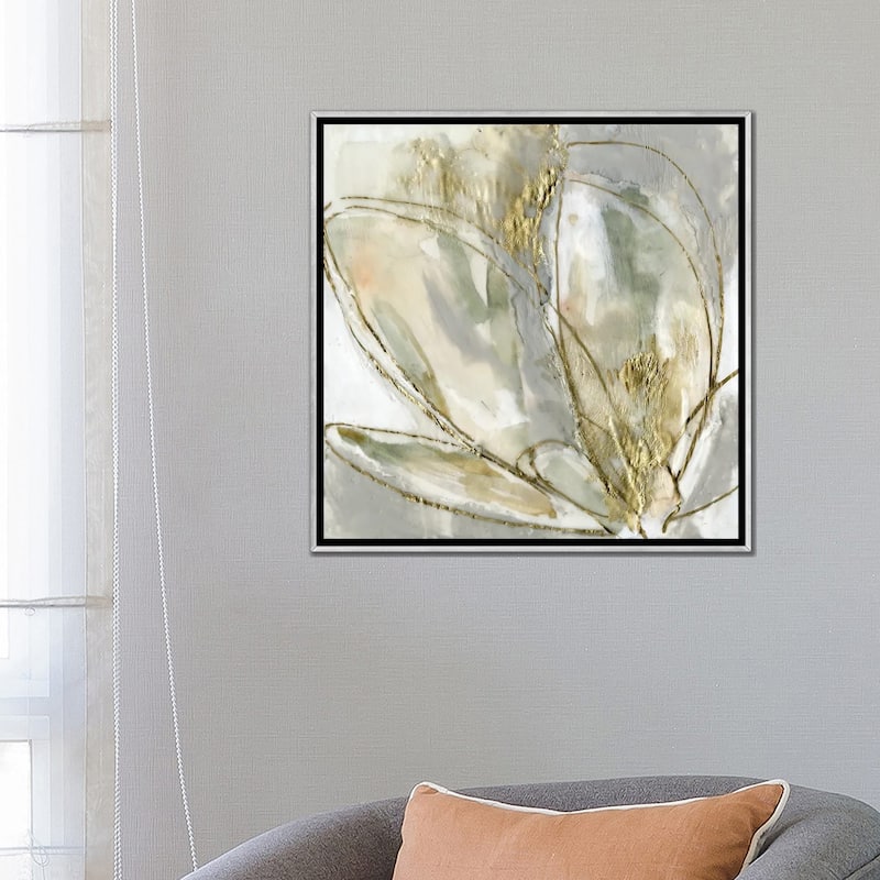 iCanvas "Blooming Gold II" by Jennifer Goldberger Framed