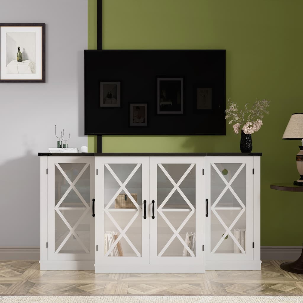 63 inch Farmhouse TV Stand wih Storage