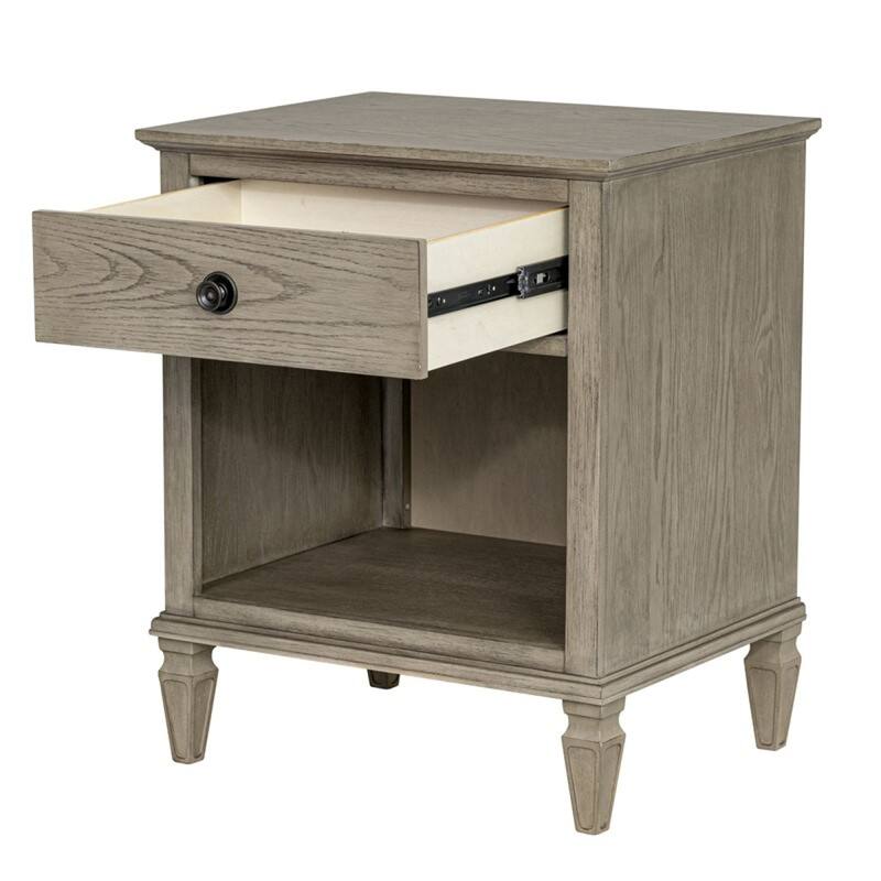 Roomfitters Victoria Nightstand, French Inspired Bedside Table with Storage Drawer and Open Shelf, Antique Brown