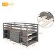 preview thumbnail 40 of 50, Multiple Functions Low Loft Bed with Cabinet, Shelves and Rolling Portable Desk