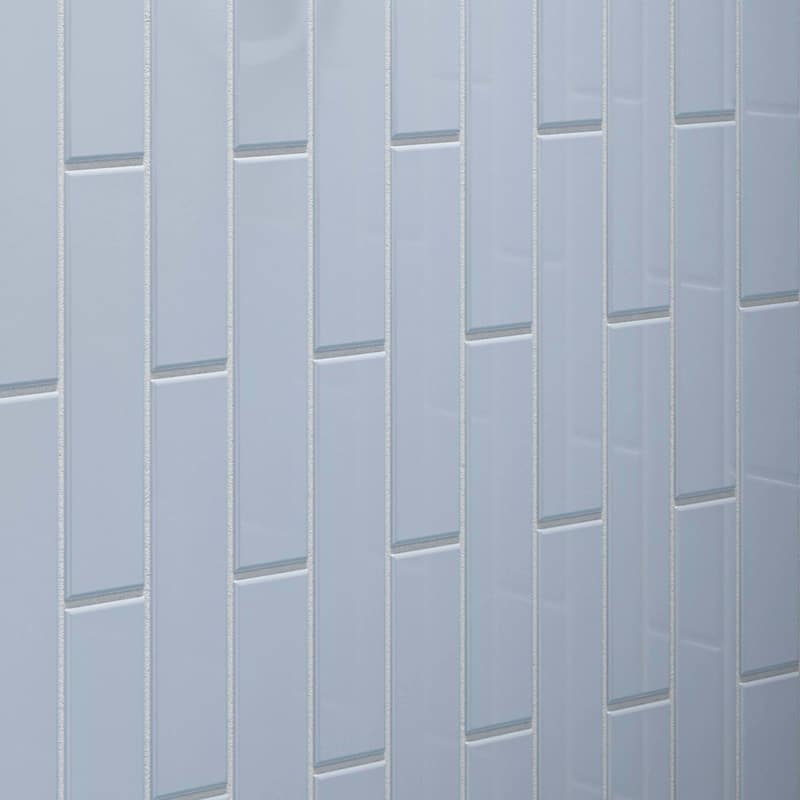 Cruz Bay Studio MKT2909 2" x 8" Glass - 2" x 8" Brick Wall Tile - - Caribbean Blue Gloss