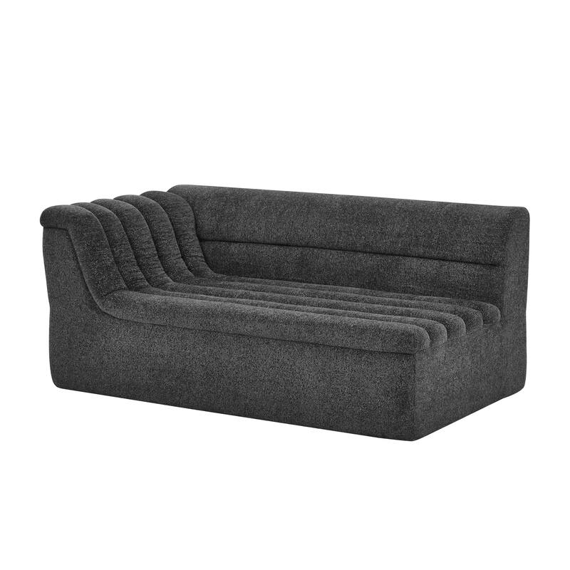 Roomfitters L-Shaped Modular Sectional Sofa with Chaise, Chenille Upholstery and Wave-Shaped Armrest