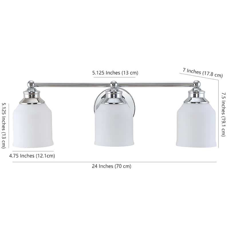 Jayne Iron/Frosted Glass Farmhouse Cottage LED Vanity Light, by JONATHAN Y