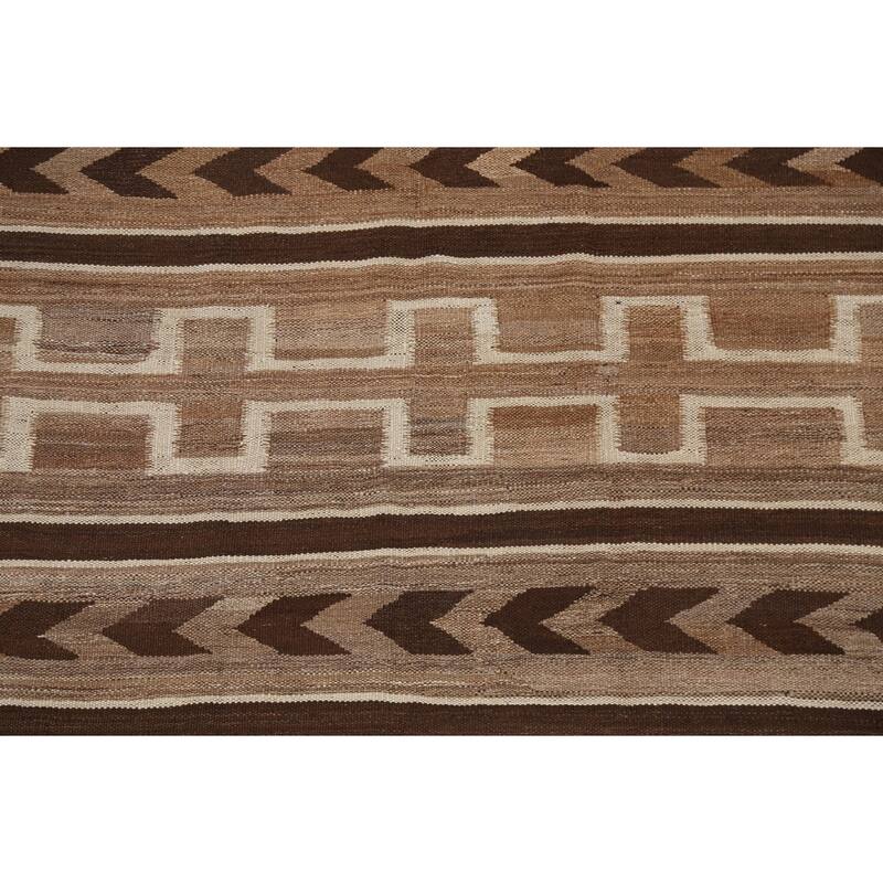 Natural Dye Tribal Kilim Area Rug Flat-woven Contemporary Wool Carpet - 5'0" x 6'9"
