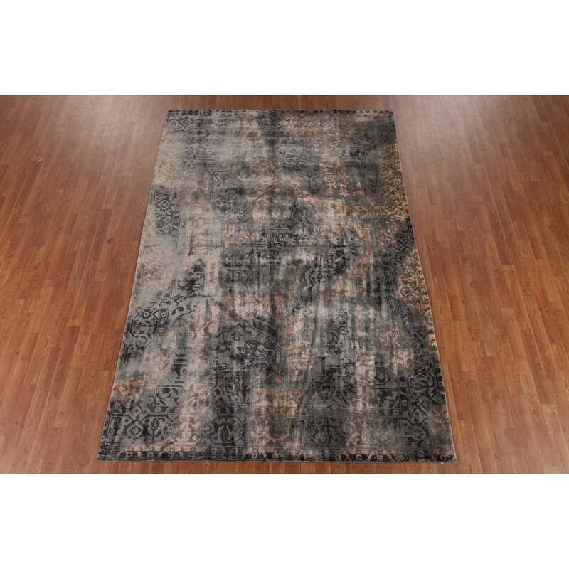 Contemporary Abstract Modern Area Rug Hand-Knotted Wool Carpet - 6'6" X 9'9"
