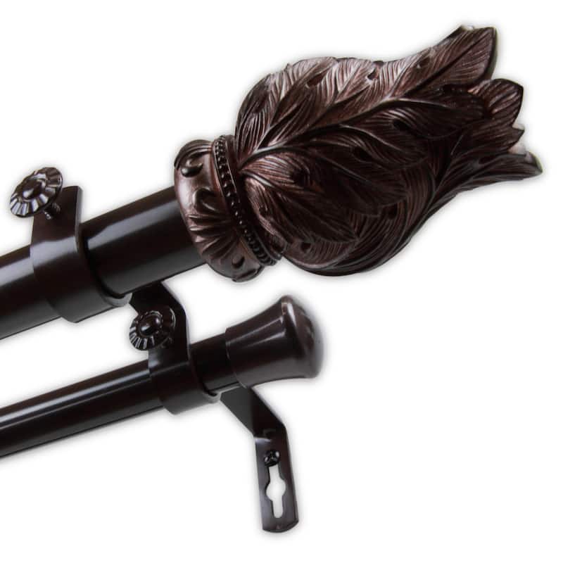 InStyleDesign Artemis 1 inch Diameter Adjustable Double Curtain Rod - 48 to 84 inches - bronze