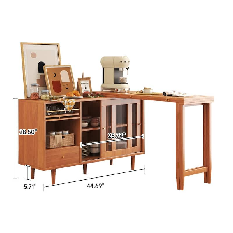 JASIWAY 2-in-1 Buffet Sideboard with Extendable Dining Table