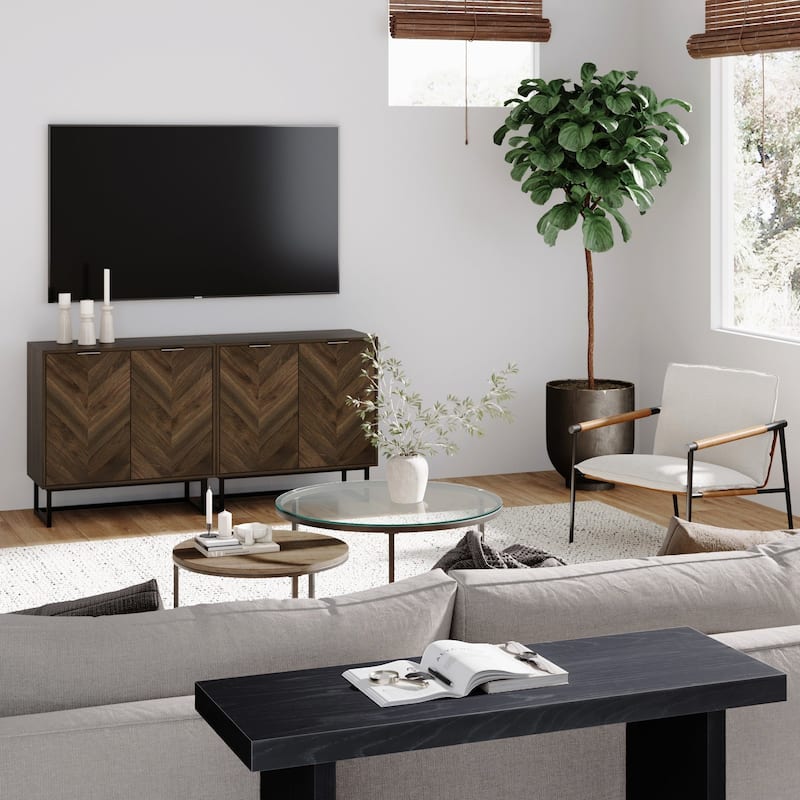 Nathan James Enloe Rustic Doors Metal Base Free Standing Modern Storage Cabinet for Entryway