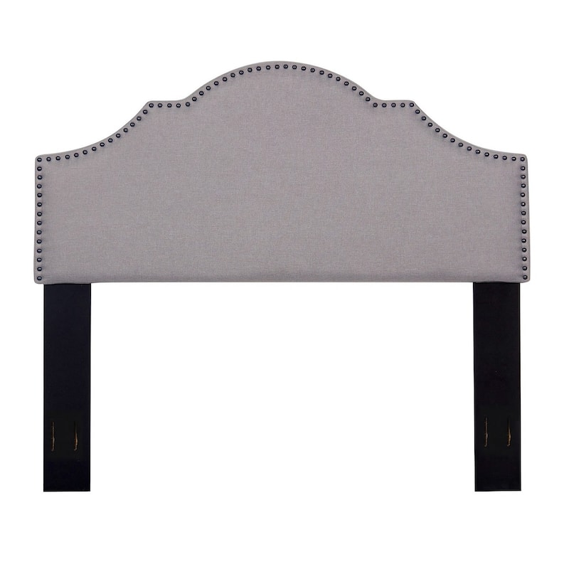 Contemporary Full/Queen Nailhead Upholstered Fabric Headboard