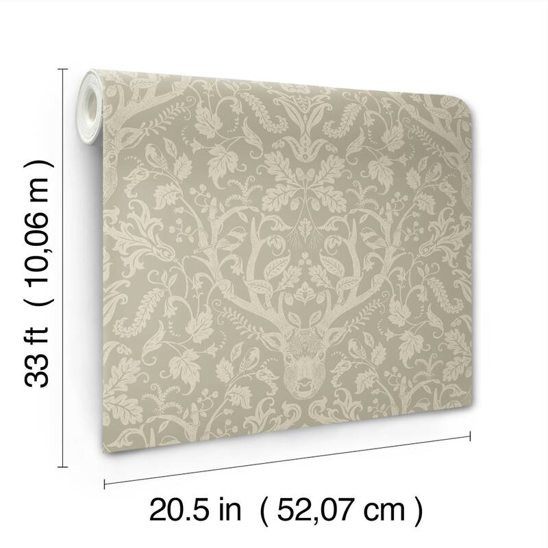 Chesapeake Kiwassa Sage Antler Damask Wallpaper