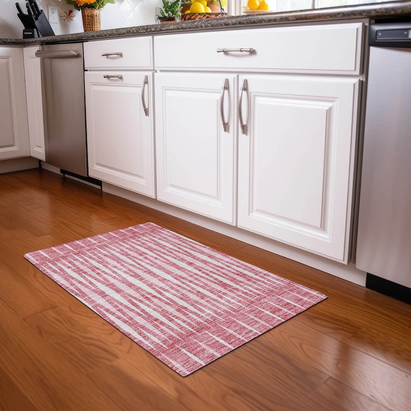 Premium Washable Super Soft Modern Kris Mayfield Rug - Blush - 1'8" x 2'6"