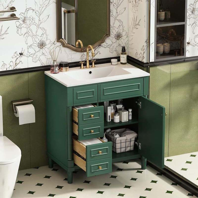30 Inch Bathroom Vanity with Sink,Soft-Closing Door and 2 Drawers,Elegant and Durable Design